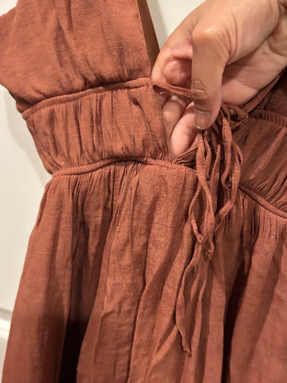 Rust Deep V Mini Dress - Picture 5 of 8
